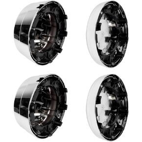 Front & Rear Chrome Wheel Center Hub Caps Covers Replacement for 2003-2017 Dodge Ram 3500 1-TON DUALLY 8-Lug 5 Slot 17" Steel Wheels 52106876AA 52106877AB 570-8010 570-8009