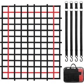 VEVOR Cargo Net, 96 in x 72 in, Heavy Duty Truck Cargo Net for Truck Bed, 4 Adjustable Straps with Buckles and S-Hooks, Wear-Resistant & Weather-Proof, Suitable for Pickup, Jeep, SUV, Boat
