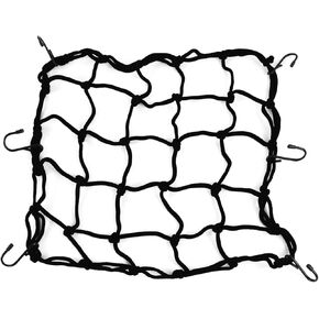 15"×15" Motorcycle Cargo Net, Elastic Cargo Bungee Net Strech to 30"×30", Gear Helmet Luggage Netting with 2"×2" Small Mesh & 6 Adjustable Hooks Fit for Motorcycle ATV Bike (Yellow)