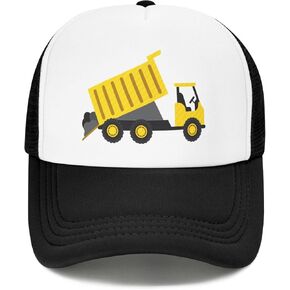 Boys' Dump Truck Mesh Hat for Boys and Girls, Adjustable Snapback Trucker Baseball Cap for Toddler Kid Ages 2-6