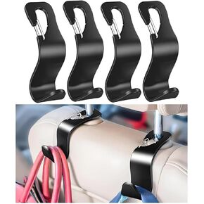 Car Headrest Hook, 4PCS Vehicle Backseat Handbag Grocery Bags Hanger with Release Clip, Auto Interior Back Seat Storage Organizer Hook Accessories, Universal for SUV, Sedan, Truck