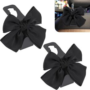2PCS Car Headrest Hook, Cute Bow Car Purse Hook, Auto Seat Headrest Hooks for Purses Coats Umbrellas Bags, Universal Vehicle Seatback Hanger Storage Organizer Hanging Hooks