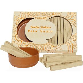 Palo Santo Sticks 9-Pack 50g - Free Holder - Ecuadorian, Premium Grade, High Resin, Sustainably Harvested Smudging Wood - Natural Incense for Aromatherapy, Meditation