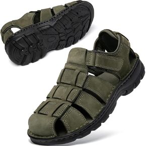 KOIMED Men's Hiking Leather Sandals Closed Toe Water Shoes For Summer Athletic Outdoor Walking Sports Trail River Fishing Wide Adjustable Waterproof Arch Support in Saudi Arabia