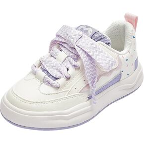 Balabala Little Girls Sneakers with Cute Bow Tie, Toddler Lightweight Comfortable Hook and Loop Casual Shoes