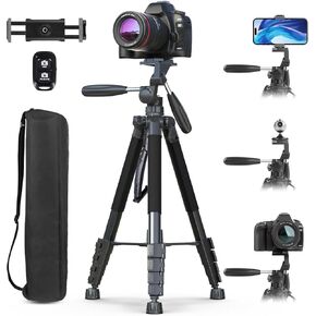 UBeesize 67" Camera Tripod with Travel Bag, Cell Phone Tripod with Wireless Remote and Phone Holder, Compatible with All Cameras, Cell Phones, Projector, Webcam, Spotting Scopes in Kuwait