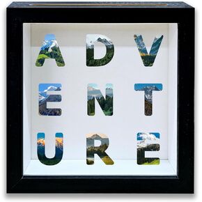 Shadow Box with Slots, Adventure Fund Boxes Frame 8x8 Inches Decorations for Home Office, Keep Sake Box for Memories, Travel Adventure Gifts for Couples, Shadow Boxes Display Cases -12