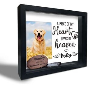Pet Memorial Shadow Box Frame, Memorial Shadow Box with 10 DIY Adhesive Dots , Large Shadow Box Display Case for Tabletop and Wall Display, Sympathy Keepsake for Pet Lovers (10.6" X 8.7") - A03