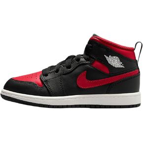 Jordan 1 Mid Little Kids' Shoes (DQ8424-067, Black/Summit White/Varsity Red)