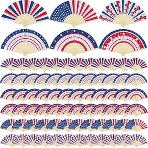 72 PCS American American المحمولة المحمولة مروحة الرابع من يوليو / تموز / يوليو تفضل 6 طراز الاستقلال المعجبين المزخرفون في يوم الرابع من يوليو حفل وطني للحملة الوطنية