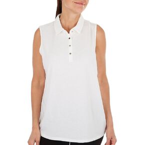 Stella Parker Women's Button Front Sleeveless Polo