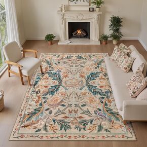 nesrt Botanical Runners for Hallways Kitchen Rug Non Slip 2x10, Long Washable Boho Jungle Runner Rugs, Soft Floral Forest Birds Carpet Runner for Hall, Laundry, Bedroom, Bathroom (Dark Green)