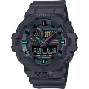 G-Shock Casio GA-700 Series التناظرية الرقمية الراتنجات السوداء متعددة الألوان 57.5 مم-GA700MF-1A