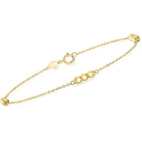 Canaria Italian 10kt Yellow Gold 3-Bead Station Bracelet