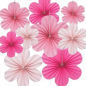 choyaxo 9pcs الورق الورق الورق مروحة الخلفية الزهور الخلفية زهرة ديكور لزخارف الجدار الحزب