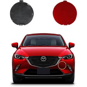 Car Front Bumper Tow Hook Cover Compatible with Mazda CX3 CX-3 DK 2014 2015 2016 2017 2018 2019 2020 2021 2022 2023 Trailer Cover Cap DK8A-50A11 Small Lid Towing Eye Cap Red