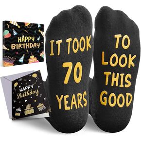HAPPYPOP 70 Year Old Birthday Gifts for Men - 70th Birthday Socks With Greeting Card