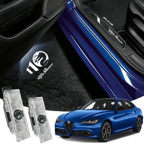 Never Fade for Alfa Romeo Door Light Logo, Projection Ghost Shadow Welcome Puddle Light Compatible with Stelvio Mito Giulietta Giulia Tonale 147 159 Accessories (Logo)