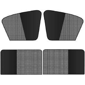 4 PCS Side Window Shade, Semi-light-blocking and Semi-Transparent Sun-proof Heat-insulating Curtains, Adsorption-installed Car Window Free-lifting and Breathable Mesh Cover, for Cars (Black)