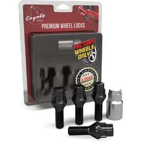 Wheel Accessories Parts 4 Locks + Key M14 x 1.25 Acorn Seat Lug Bolt Lock Dual Hex Key 17" and 19" 28mm Thread Length Black Finish BMW 5 Series (G30) 7 Series (G70) X5 (G05)