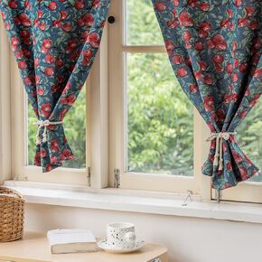 ENJOYBRIDAL Cherry 24 Inch Kitchen Curtains 2 Panel Sets RV Camper Curtains for Small Windows Boho Semi Sheer Cafe Curtain Short Decorative Rod Pocket Window Treatment Tiers Farmhouse Cottage Drapes