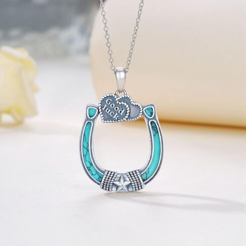 Daixiya Turquoise Necklace 925 Sterling Silver Turquoise Filigree Cross Pendant Necklace Western Jewelry Turquoise Gifts for Women Men in Saudi Arabia