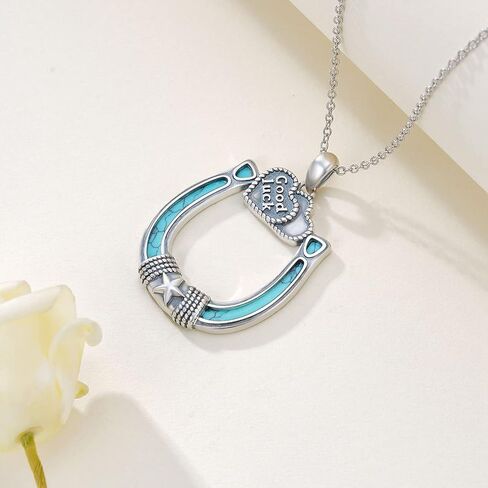 Daixiya Turquoise Necklace 925 Sterling Silver Turquoise Filigree Cross Pendant Necklace Western Jewelry Turquoise Gifts for Women Men in Saudi Arabia