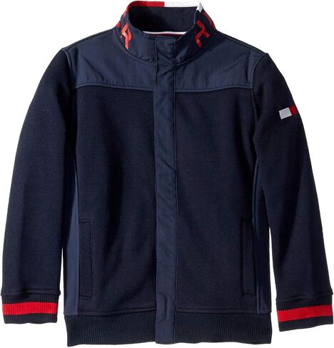 Tommy Hilfiger Boys' Big Adaptive Zip Mock Neck with Magnetic Zipper in Saudi Arabia