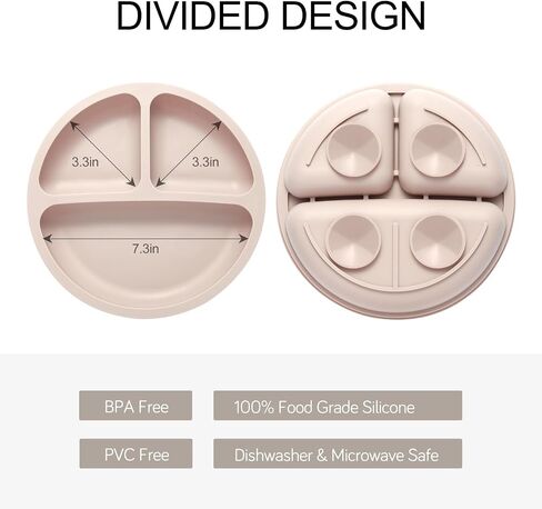 Eascrozn Suction Plates for Baby 3 pack, Stay Put Divided Toddler Plates, 100% Food Grade Silicone Baby Plates, BPA Free, Baby Feeding Supplies, Microwave & Dishwasher Safe in Saudi Arabia