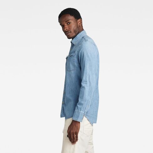 قميص G-Star Raw للرجال 3301 من قماش الدنيم الغربي بأكمام طويلة وقصة ضيقة in Saudi Arabia