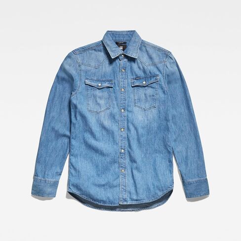 قميص G-Star Raw للرجال 3301 من قماش الدنيم الغربي بأكمام طويلة وقصة ضيقة in Saudi Arabia