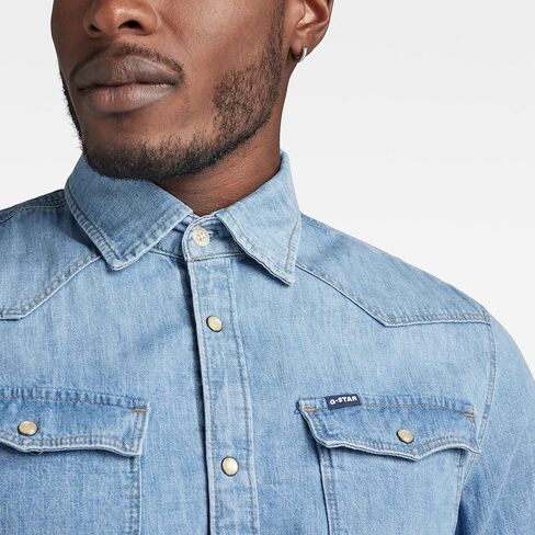 قميص G-Star Raw للرجال 3301 من قماش الدنيم الغربي بأكمام طويلة وقصة ضيقة in Saudi Arabia