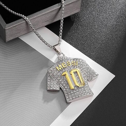 Soccer Jersey 10 Necklace, Number 10 Soccer Jersey Pendant Necklace, Titanium Steel Necklace Pendant, Football Gifts for Miami Fans in Kuwait