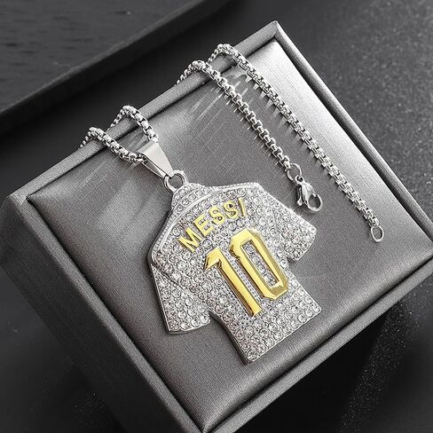 Soccer Jersey 10 Necklace, Number 10 Soccer Jersey Pendant Necklace, Titanium Steel Necklace Pendant, Football Gifts for Miami Fans in Kuwait