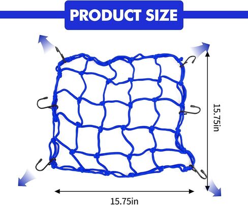 15 "× 15" شبكة شحن للدراجات النارية ، شباك البضائع المرنة الشباك الصافية إلى 30 "× 30" ، شبكات أمتعة خوذة التروس مع 2 "× 2" شبكات صغيرة و 6 خطافات قابلة للتعديل مناسبة لدراجة الدراجة النارية ATV (أصفر) in Kuwait
