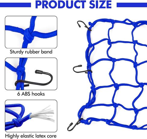 15 "× 15" شبكة شحن للدراجات النارية ، شباك البضائع المرنة الشباك الصافية إلى 30 "× 30" ، شبكات أمتعة خوذة التروس مع 2 "× 2" شبكات صغيرة و 6 خطافات قابلة للتعديل مناسبة لدراجة الدراجة النارية ATV (أصفر) in Kuwait