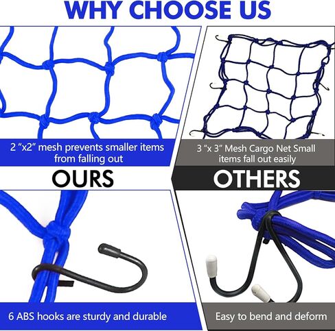 15 "× 15" شبكة شحن للدراجات النارية ، شباك البضائع المرنة الشباك الصافية إلى 30 "× 30" ، شبكات أمتعة خوذة التروس مع 2 "× 2" شبكات صغيرة و 6 خطافات قابلة للتعديل مناسبة لدراجة الدراجة النارية ATV (أصفر) in Kuwait