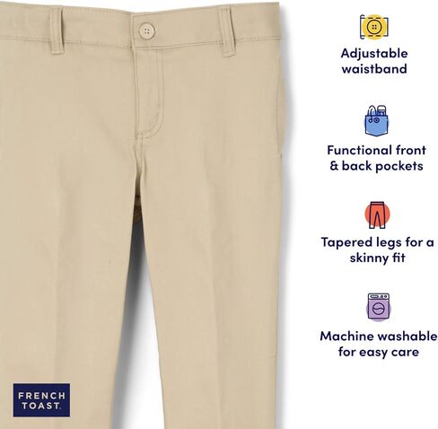 French Toast Skinny Fit Stretch Twill Pant, Khaki, 14 (Young Women) in Saudi Arabia