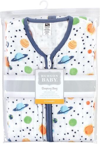 Hudson Baby Unisex Baby Muslin Cotton Sleeveless Wearable Sleeping Bag, Sack, Blanket, Gray Stars, 12-18 Months (Pack of 2) in Saudi Arabia