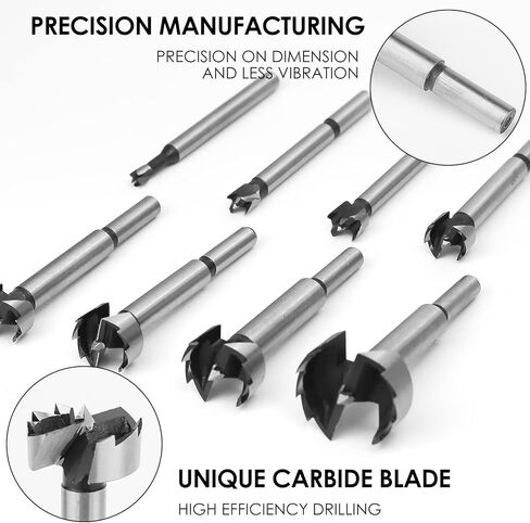 Forstner Bit Set 16 Pcs - BAIDETS Wood Drilling, Forstner Drill Bit with Center Positioning in Kuwait