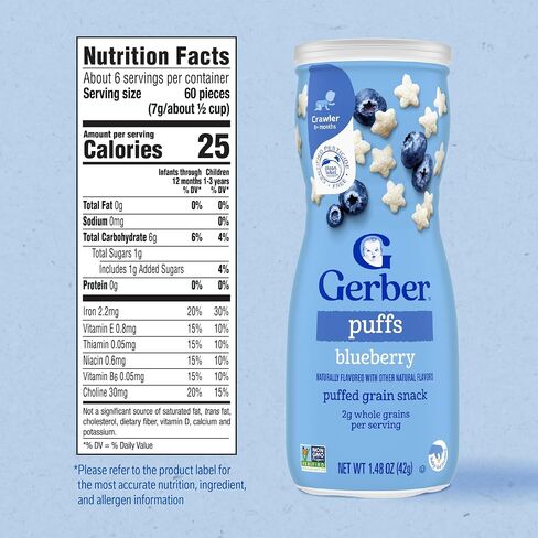 Gerber Baby Snacks Puffs, Blueberry, 1.48 Ounce (Pack of 6) in Kuwait