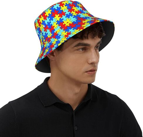 Funny Autism Awareness Bucket Hat Beach Sun Hat Summer Packable Autism Fisherman Cap for Adults Men Women in Kuwait