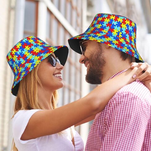 Funny Autism Awareness Bucket Hat Beach Sun Hat Summer Packable Autism Fisherman Cap for Adults Men Women in Kuwait