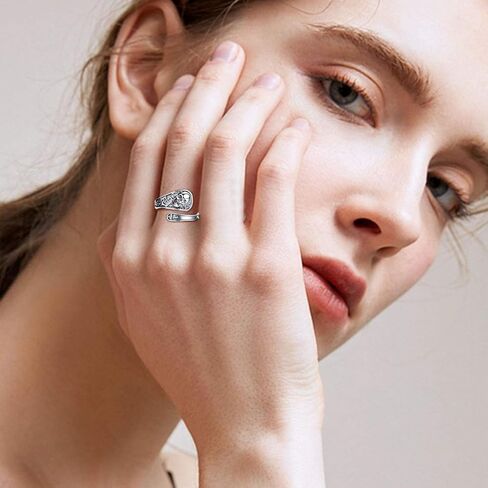 ZLILIJAN Skull Ring 25 Sterling Silver Couple Spoon Rings Gothic Skeleton Rose Adjustable Ring Halloween Cocktail Vintage Jewelry Gift for Women Wife Girlfriend in Kuwait