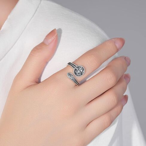 ZLILIJAN Skull Ring 25 Sterling Silver Couple Spoon Rings Gothic Skeleton Rose Adjustable Ring Halloween Cocktail Vintage Jewelry Gift for Women Wife Girlfriend in Kuwait