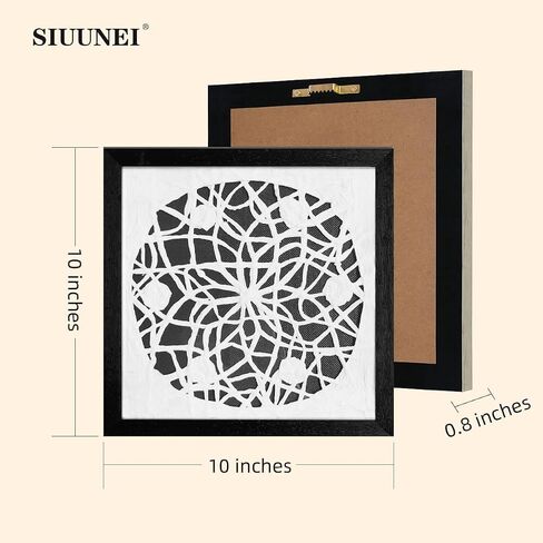Siuunei 10x10 جدار مؤطر فن الديكور ريفي معلق ، تجريدي حديث تجريدي لوحات الورق المصنوع يدويًا ، مكتب/غرفة نوم/مطبخ/مزرعة/غرفة معيشة دائرة سوداء. in Kuwait