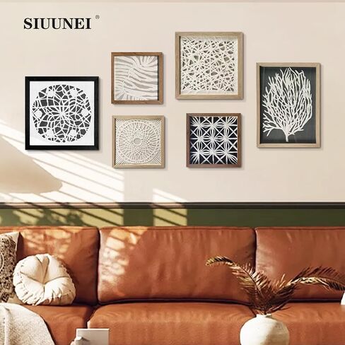 Siuunei 10x10 جدار مؤطر فن الديكور ريفي معلق ، تجريدي حديث تجريدي لوحات الورق المصنوع يدويًا ، مكتب/غرفة نوم/مطبخ/مزرعة/غرفة معيشة دائرة سوداء. in Kuwait
