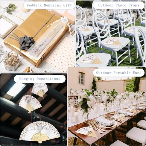 30 Pcs Wedding Favors for Guests Bulk Silk Folding Bamboo Hand Fan with Organza Bags Large Hand Held Fans Thank You Gifts for Classy Bridal Shower Decoration Souvenirs(Wildflower) in Kuwait