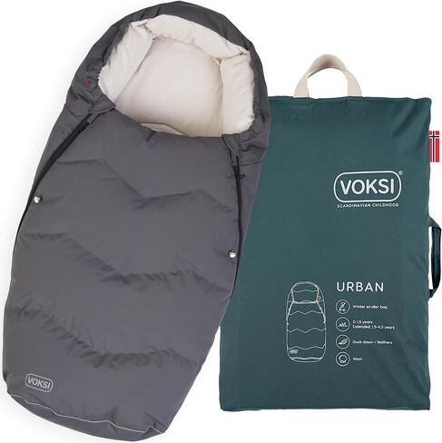 Voksi Urban Stroller Footmuff, Natural Wool and Down, Superbly Padded & High Insulation, Extendable, Designed in Norway, Stroller Bunting Bag in Saudi Arabia