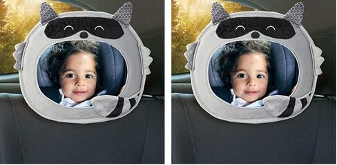 Diono Easy View Racoon Character Baby Car Mirror, Safety Car Seat Mirror for Rear Facing Infant, Fully Adjustable, Wide Crystal Clear View, Shatterproof, Crash Tested in Saudi Arabia
